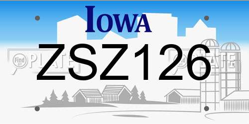ZSZ126 Iowa License Plate