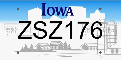 ZSZ176 Iowa License Plate