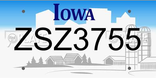 ZSZ3755 Iowa License Plate