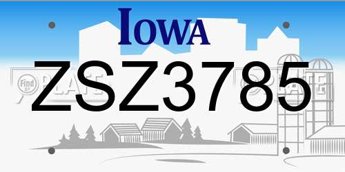 ZSZ3785 Iowa License Plate