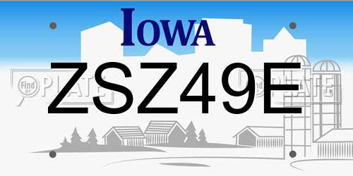 ZSZ49E Iowa License Plate