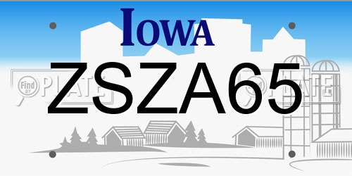 ZSZA65 Iowa License Plate