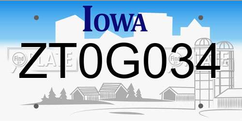 ZT0G034 Iowa License Plate