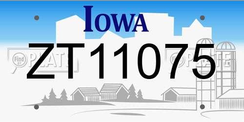 ZT11075 Iowa License Plate