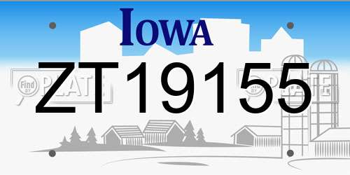 ZT19155 Iowa License Plate