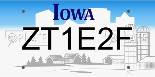 ZT1E2F Iowa License Plate