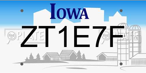 ZT1E7F Iowa License Plate