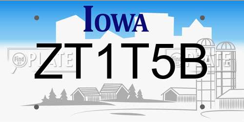 ZT1T5B Iowa License Plate