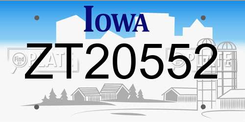 ZT20552 Iowa License Plate