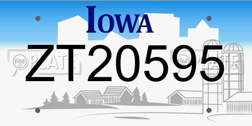 ZT20595 Iowa License Plate