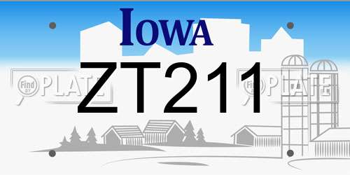 ZT211 Iowa License Plate