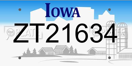 ZT21634 Iowa License Plate