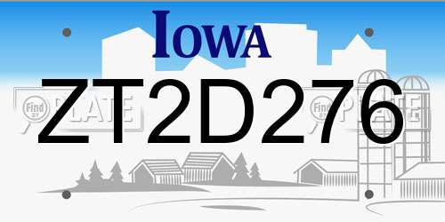 ZT2D276 Iowa License Plate