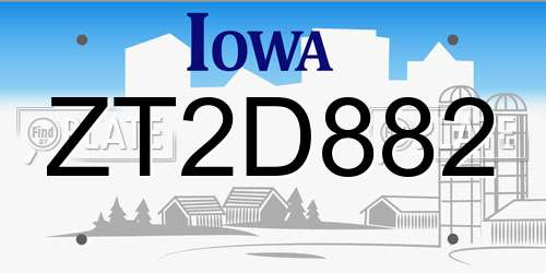 ZT2D882 Iowa License Plate