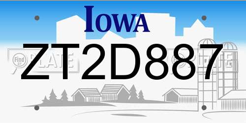ZT2D887 Iowa License Plate