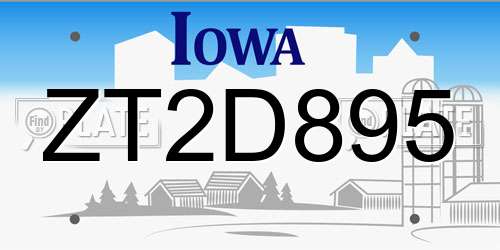 ZT2D895 Iowa License Plate