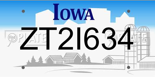 ZT2I634 Iowa License Plate