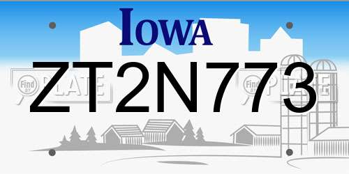 ZT2N773 Iowa License Plate
