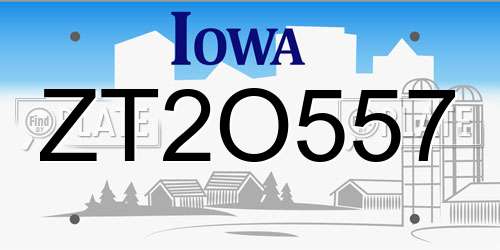 ZT2O557 Iowa License Plate