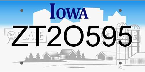 ZT2O595 Iowa License Plate