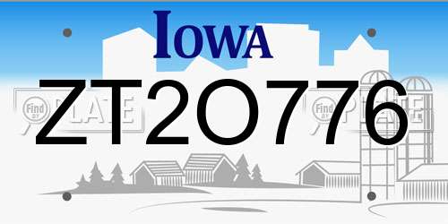 ZT2O776 Iowa License Plate