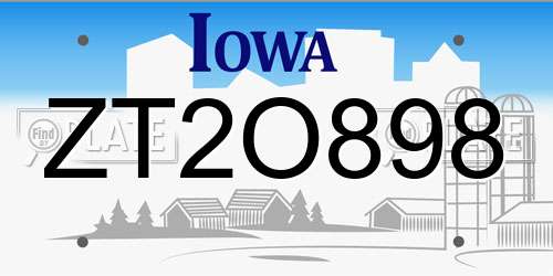 ZT2O898 Iowa License Plate