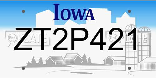 ZT2P421 Iowa License Plate