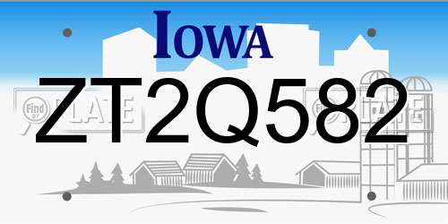 ZT2Q582 Iowa License Plate