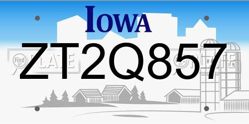 ZT2Q857 Iowa License Plate