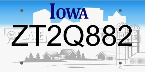 ZT2Q882 Iowa License Plate