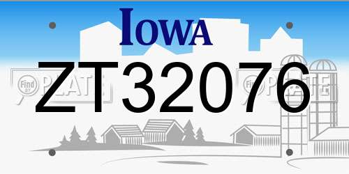 ZT32076 Iowa License Plate