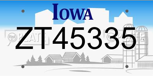 ZT45335 Iowa License Plate