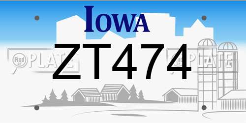 ZT474 Iowa License Plate