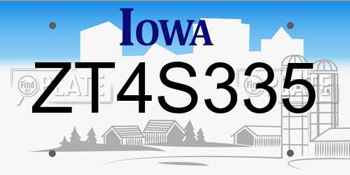 ZT4S335 Iowa License Plate