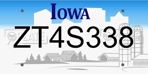 ZT4S338 Iowa License Plate