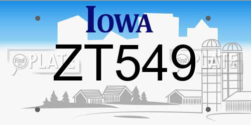 ZT549 Iowa License Plate