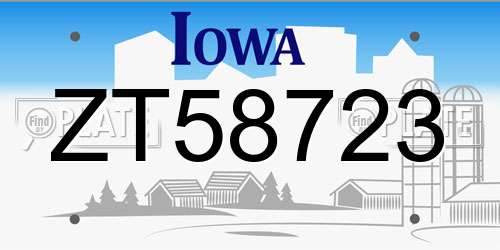 ZT58723 Iowa License Plate