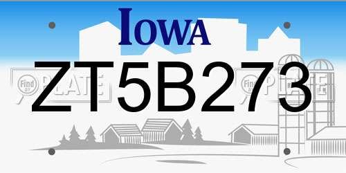 ZT5B273 Iowa License Plate