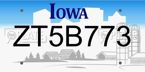 ZT5B773 Iowa License Plate