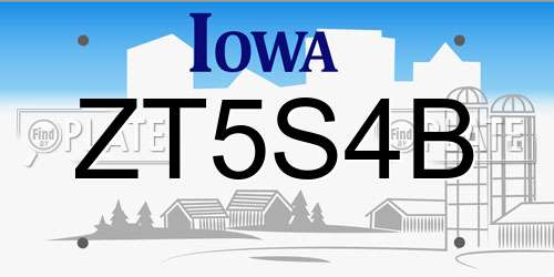 ZT5S4B Iowa License Plate