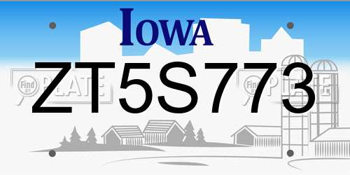 ZT5S773 Iowa License Plate