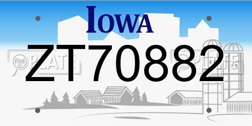 ZT70882 Iowa License Plate