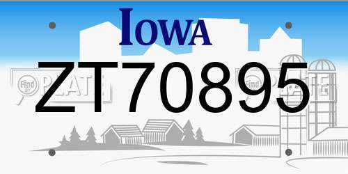 ZT70895 Iowa License Plate