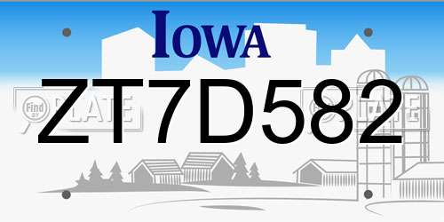 ZT7D582 Iowa License Plate