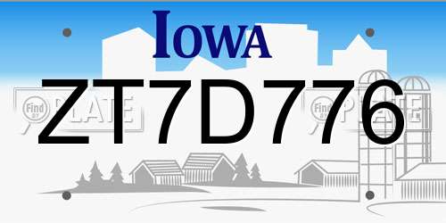 ZT7D776 Iowa License Plate