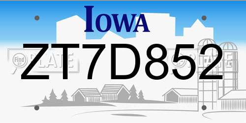 ZT7D852 Iowa License Plate