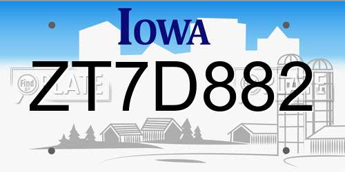 ZT7D882 Iowa License Plate