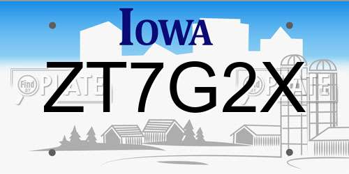 ZT7G2X Iowa License Plate