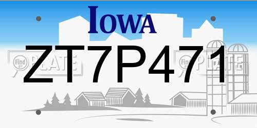ZT7P471 Iowa License Plate