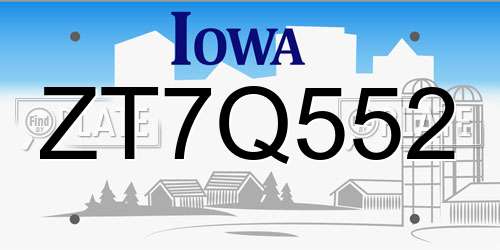 ZT7Q552 Iowa License Plate